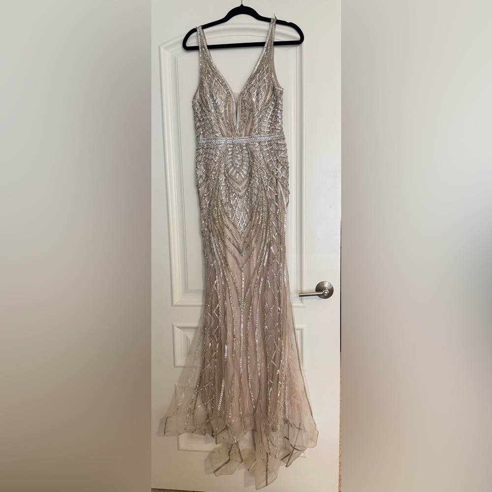 Cinderella Silver Beaded Prom Dress